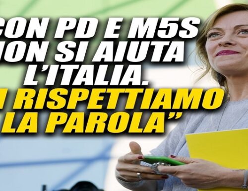 Giorgia Meloni: “Con Pd e M5S non si aiuta l’Italia, faremo opposizione patriottica”.